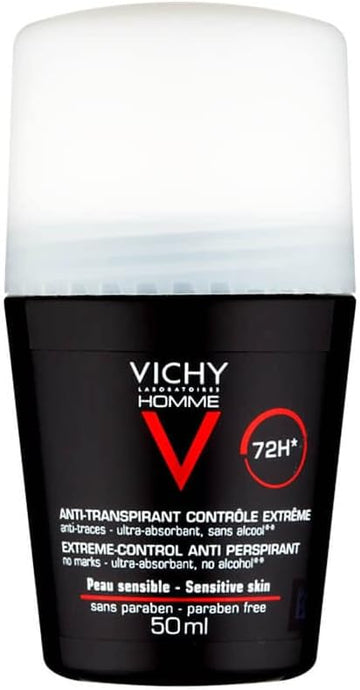 Vichy Homme 72H Roll-On Deodorant for Sensitive Skin