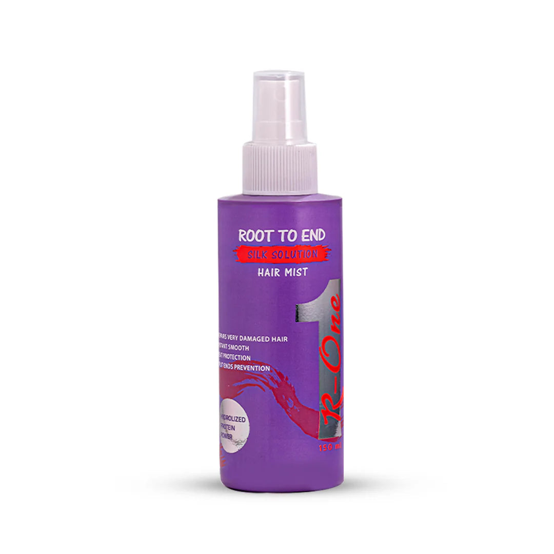 R1 Silk Solution Leave-In Hair Spray for glossy shine