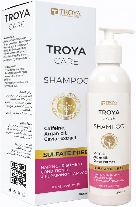 Troya Care Sulfate-Free Shampoo 200ml with argan oil and caffeine