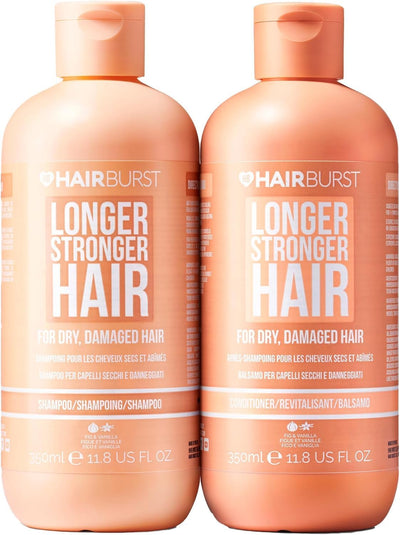 مجموعة شامبو وبلسم HAIR BURST للشعر الجاف والتالف - تحبس الرطوبة، تقلل التكسر، وتحمي اللون - غنية بفيتامين B5 وزيت اللوز ومستخلص التين - خالية من السيليكون ومصنوعة في المملكة المتحدة
