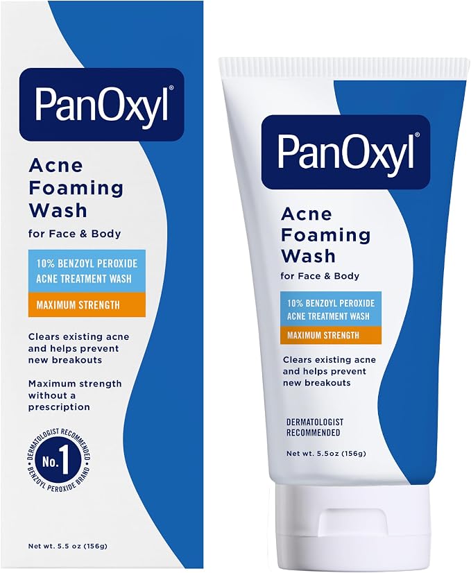 PanOxyl Acne Foaming Wash Benzoyl Peroxide 10% Maximum Strength Antimicrobial, 5.5 Oz
