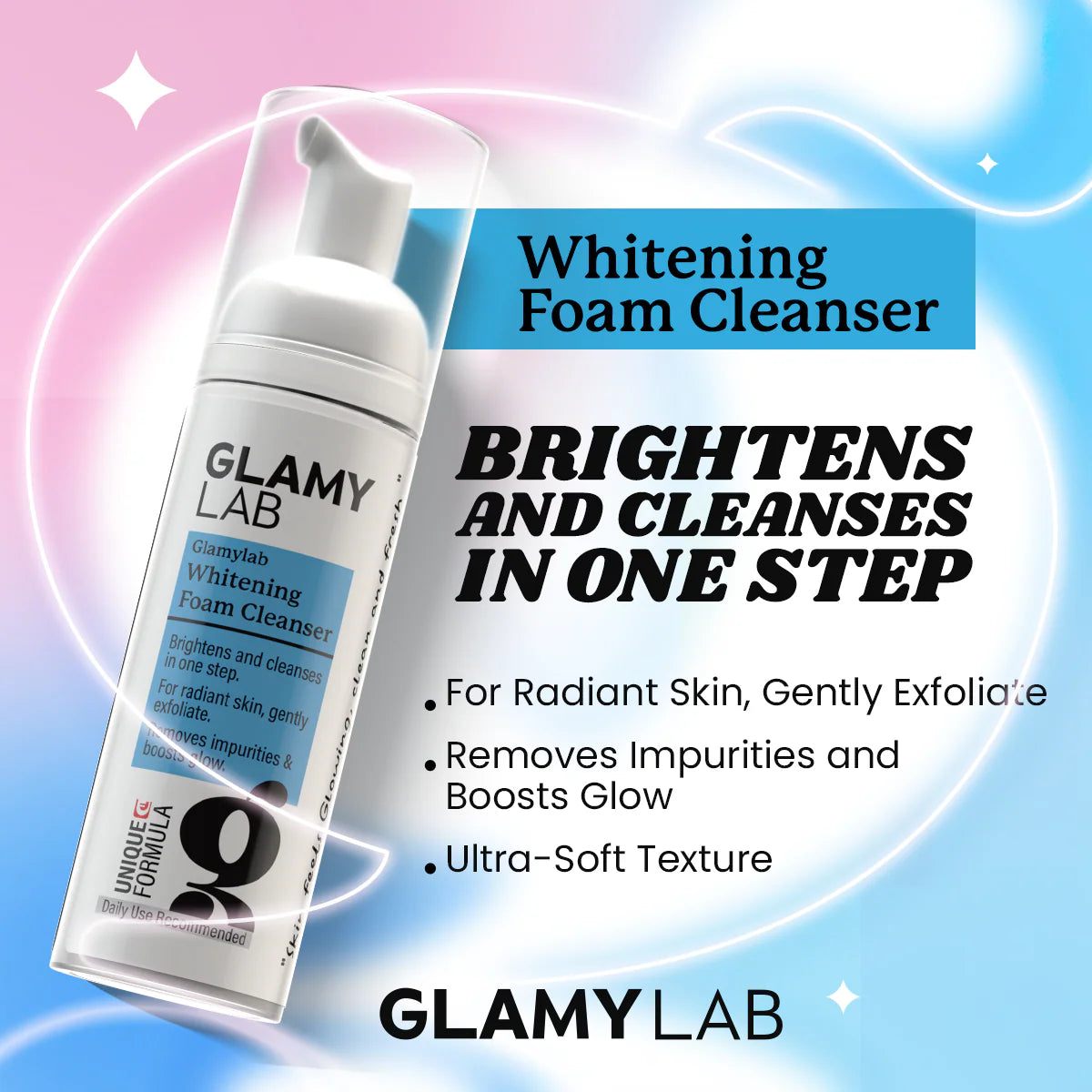 Glamy Lab Whitening Foam Cleanser foam texture