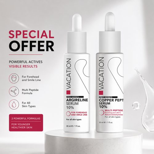 Vacation Argireline Serum 10% and Copper Peptide Serum 10% 30ml anti-aging duo