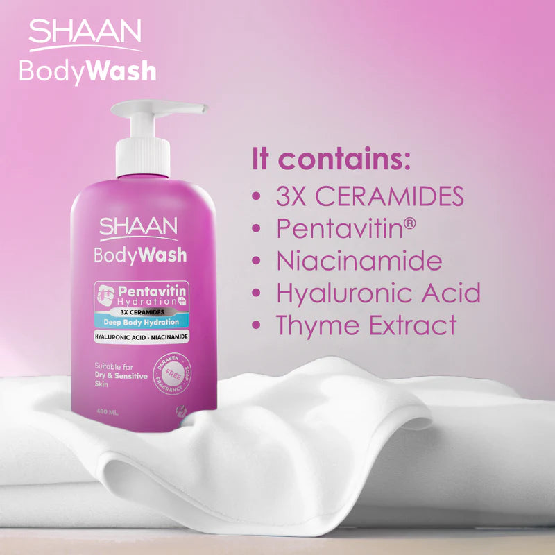 SHAAN Fragrance-Free Hydrating Body Wash 480ml creamy texture