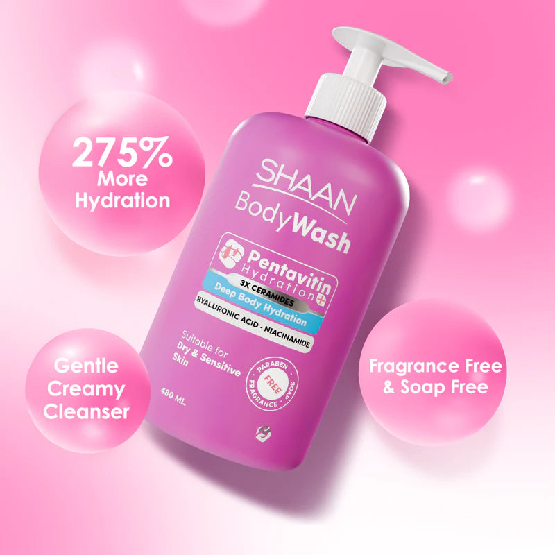 SHAAN Fragrance-Free Hydrating Body Wash 480ml benefits