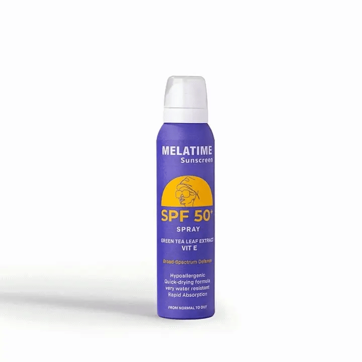 عبوة وفوائد بخاخ واقي الشمس ميلاتايم SPF50+