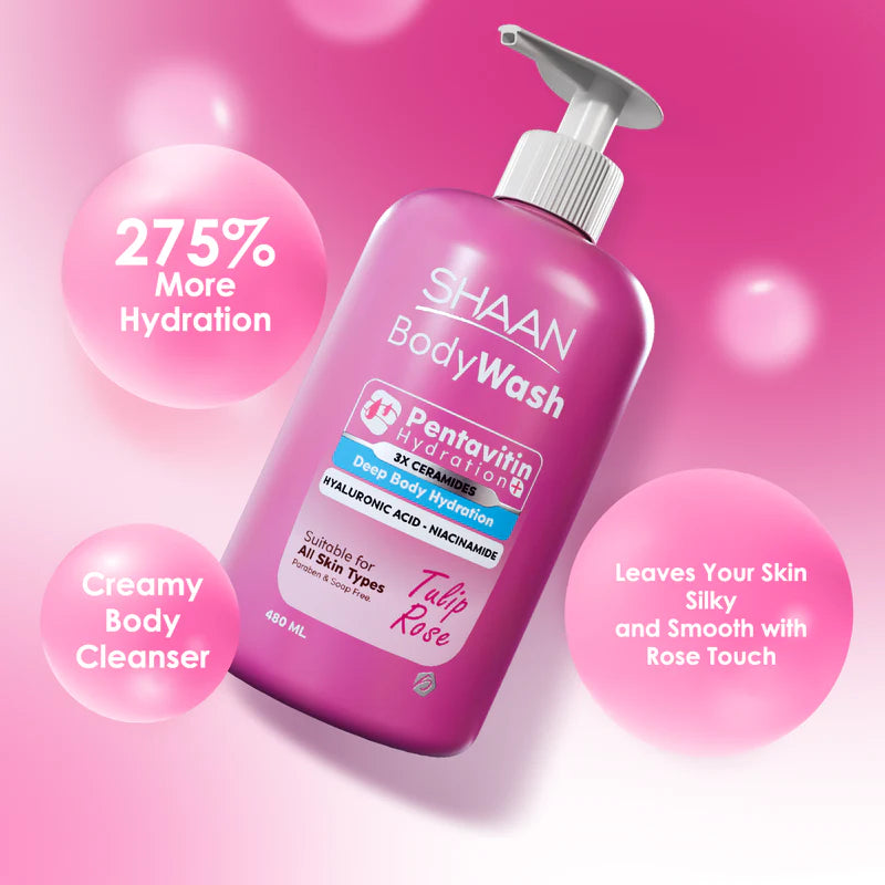 SHAAN Tulip Rose Hydrating Body Wash 480ml how to use