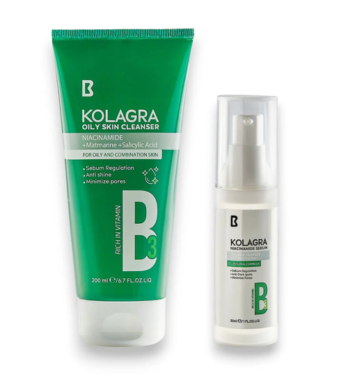 Kolagra Niacinamide Serum and Oily Skin Cleanser 200ml bundle for oily skin