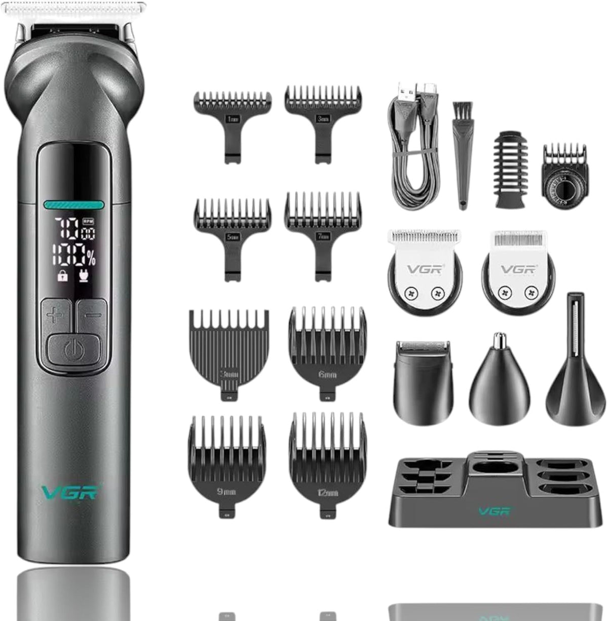 VGR 14-in-1 trimmer kit attachments and guide combs