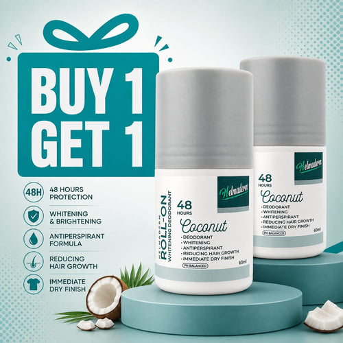 Helmaderm Whitening Roll-On Deodorant Coconut 60ml pack of 2 for 48-hour freshness
