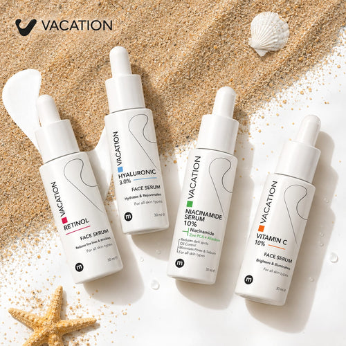 Vacation serum bundle with Retinol, Hyaluronic Acid, Niacinamide and Vitamin C serums