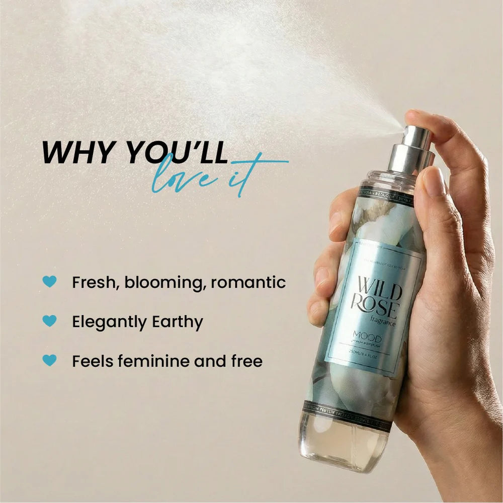 Mood Wild Rose Body Splash 220ml bottle and scent details