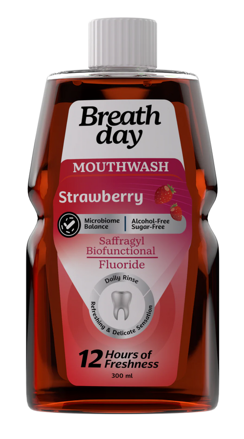 Breath Day Strawberry Mouthwash 300ml for fresh breath and healthy gums