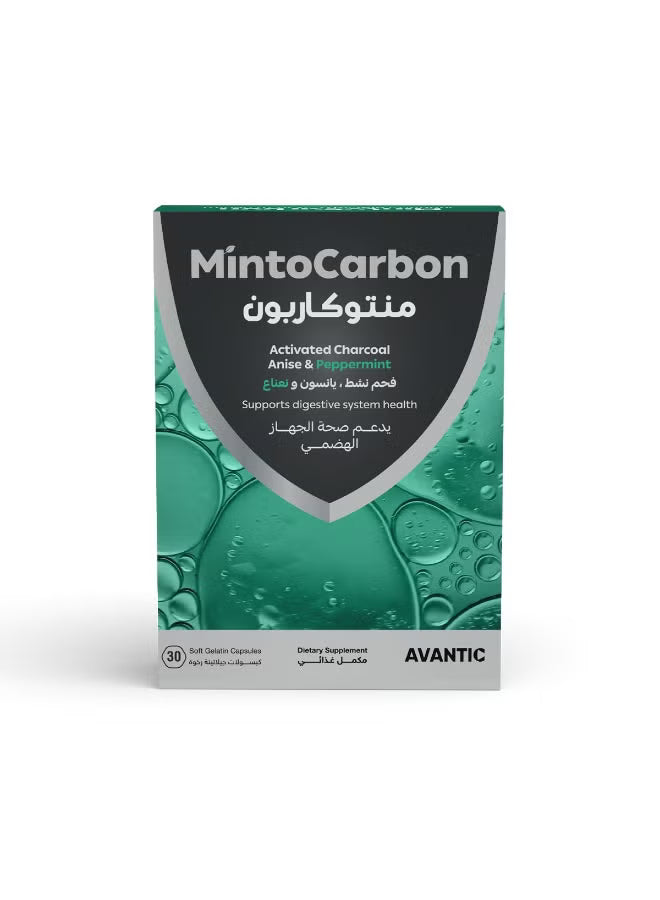 Mintocarbon 30 soft gelatin capsules for bloating relief
