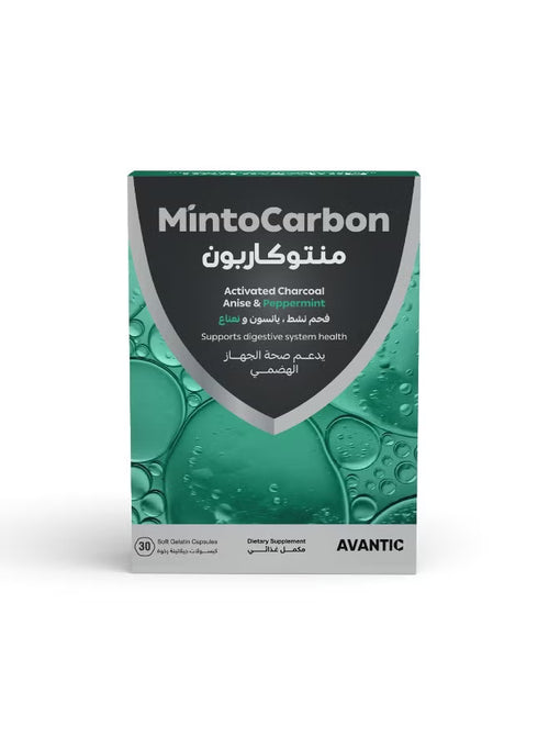 Mintocarbon 30 soft gelatin capsules for bloating relief