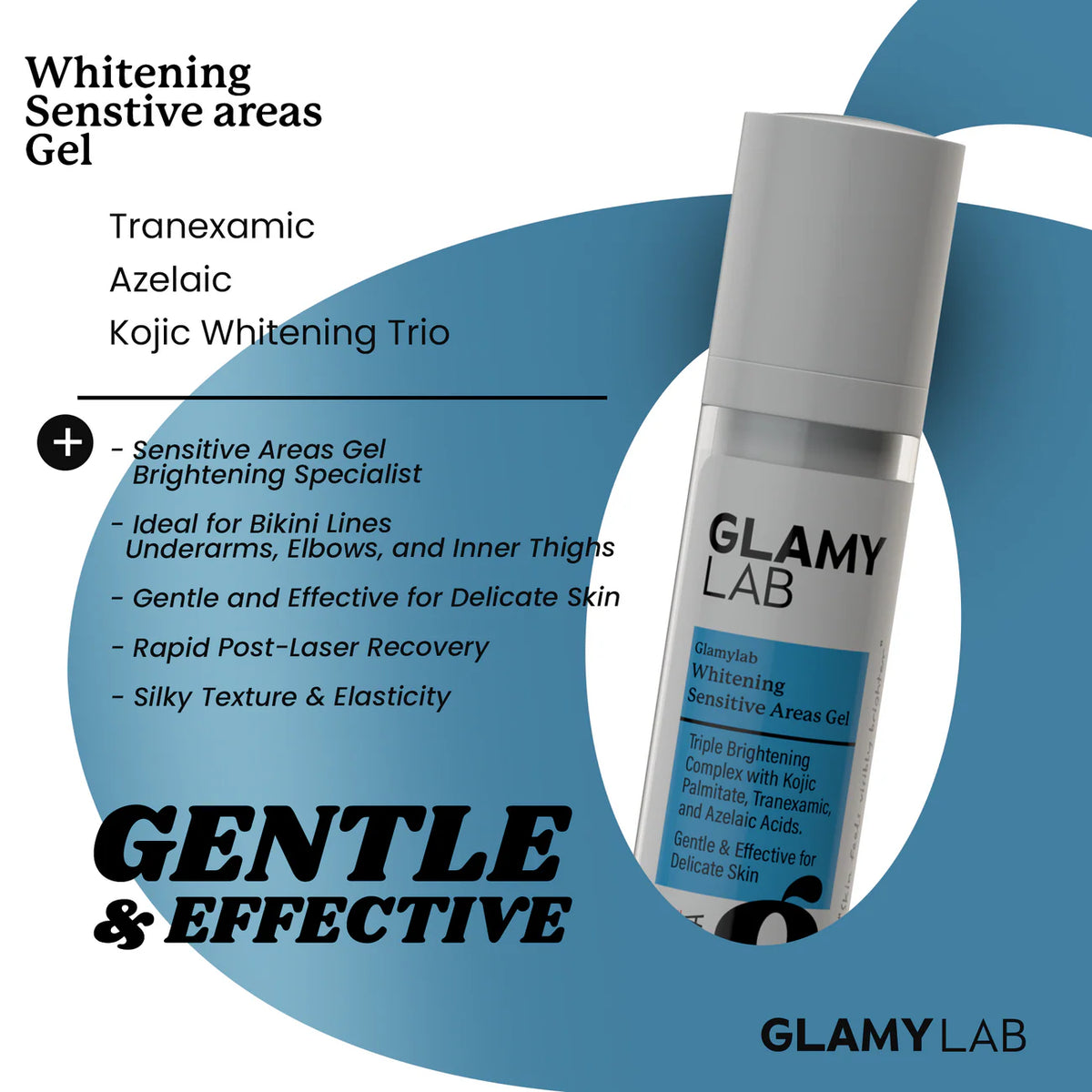 Glamy Lab Sensitive Areas Gel tube and ingredients