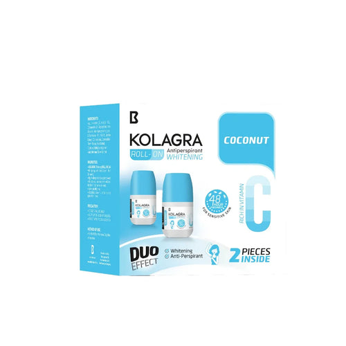 Kolagra Whitening Roll-On Coconut pack of 2 alcohol-free antiperspirant