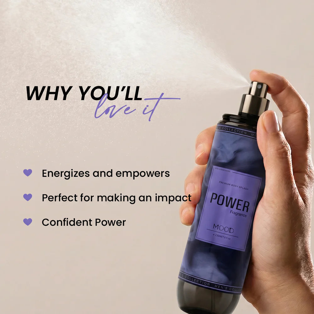 Mood Power Body Splash 220ml bottle and scent details