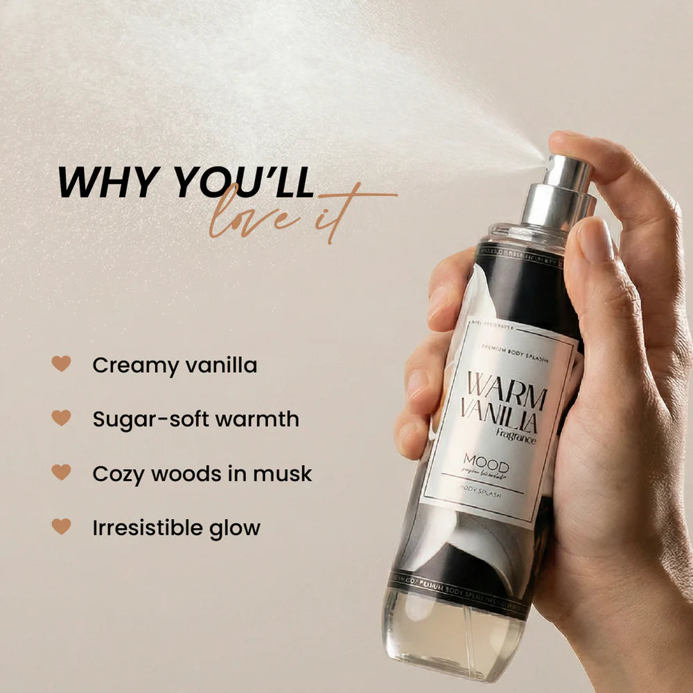 Mood Warm Vanilla Body Splash scent details and benefits