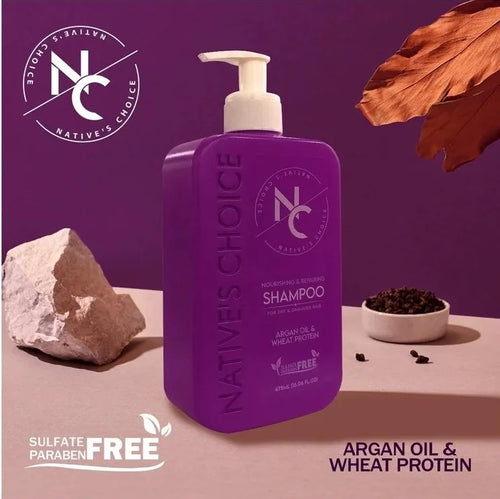 Natives Choice Argan Oil & Wheat Protein Shampoo 475ml for damaged hair