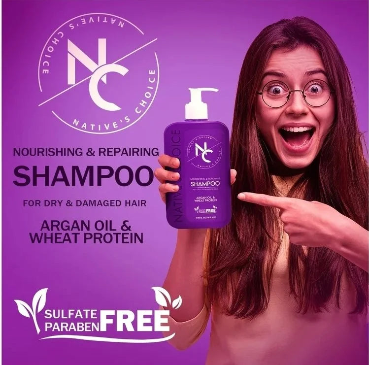 Natives Choice Argan Shampoo bottle back and details